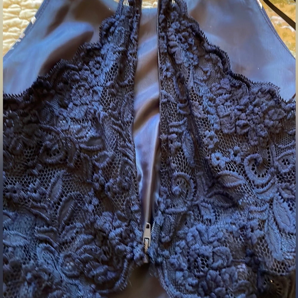 B.SMART 7 Fit & Flair Evening Gown Leg Slit Racerback w Lace inserts & Cutout - Picture 16 of 16